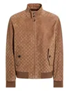 Gucci Brown Jacket With All-over Embossed Gg Motif And Collar With Buttons In Suede Man