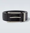 Gucci Gg Debossed Leather Belt In Black