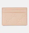 Gucci Gg Debossed Leather Card Holder In Pink