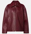 Gucci Women Oversized Leather Jacket With Embossed Gg In Burgundy