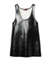Gucci Gg-debossed Leather Minidress In Black