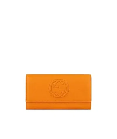 Gucci Gg Decorated Wallet In Orange
