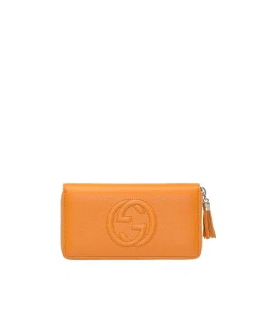 Gucci Gg Decorated Wallet In Orange