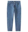 Gucci Gg Denim Jacquard Straight Jeans In Deep Azure