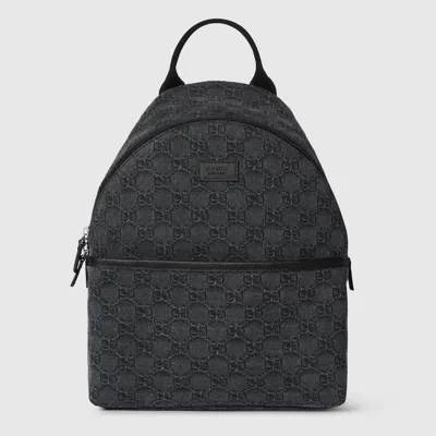 Gucci Kids' Gg Denim Backpack In Black