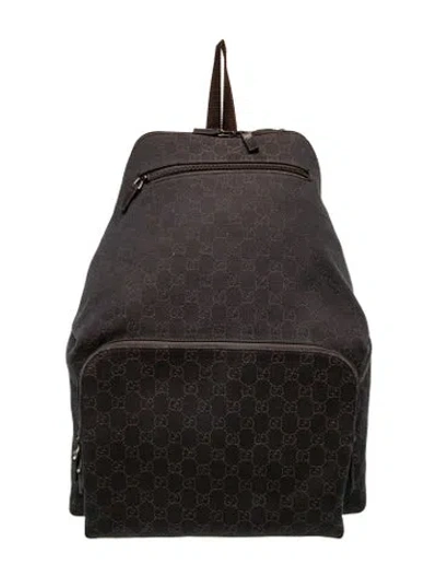 Pre-owned Gucci Gg Denim Backpack In Brown