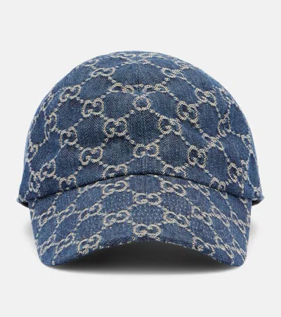Gucci Gg Cotton Denim Baseball Hat In Multi