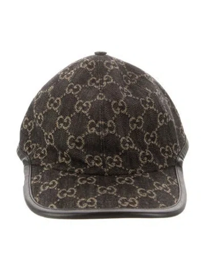 Pre-owned Gucci Gg Denim Baseball Hat In Black