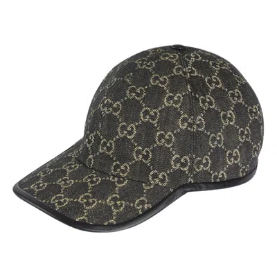 Gucci Gg Denim Baseball Hat 'black Grey'
