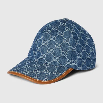Gucci Gg Denim Baseball Hat In Blue
