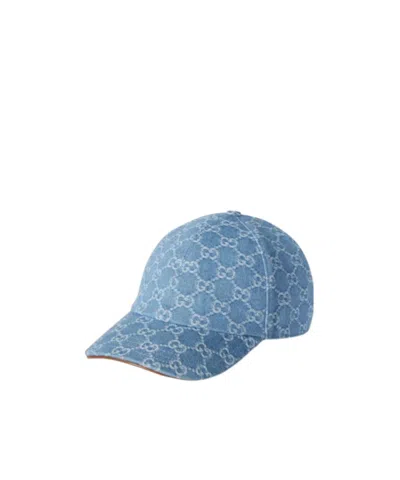 GUCCI GG DENIM BASEBALL HAT WITH HORSEBIT