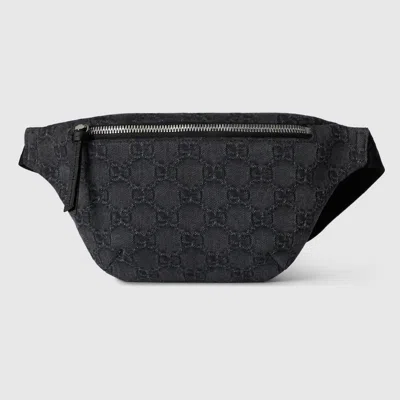 Gucci Kids' Gg Denim Belt Bag In Black