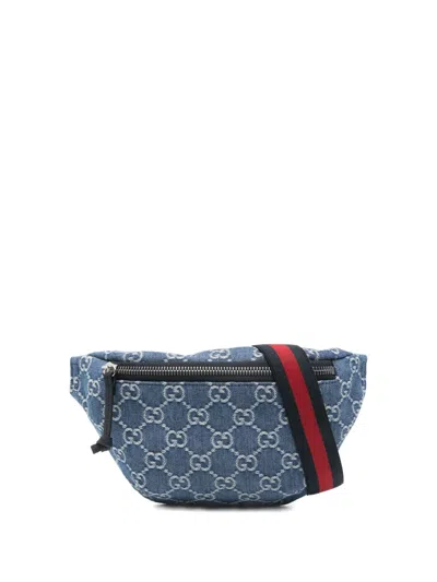 Gucci Kids' Gg Denim Belt Bag In Blue