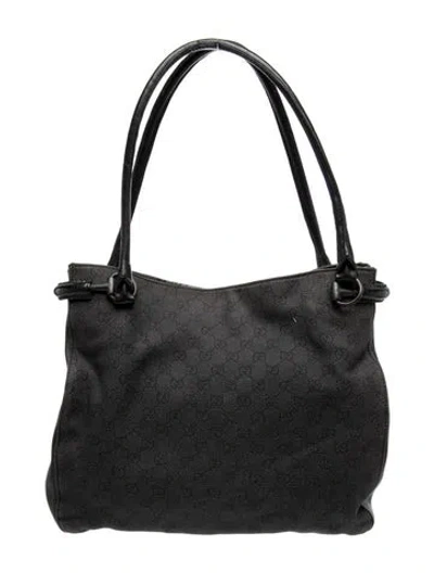 Pre-owned Gucci Gg Denim Black Denim Canvas Tote Medium