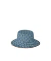 Gucci Gg Denim Bucket Hat With Horsebit In Blue
