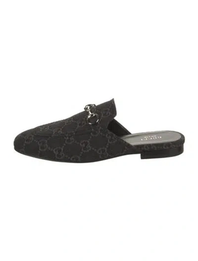 Pre-owned Gucci Gg Denim Canvas Mules In Black