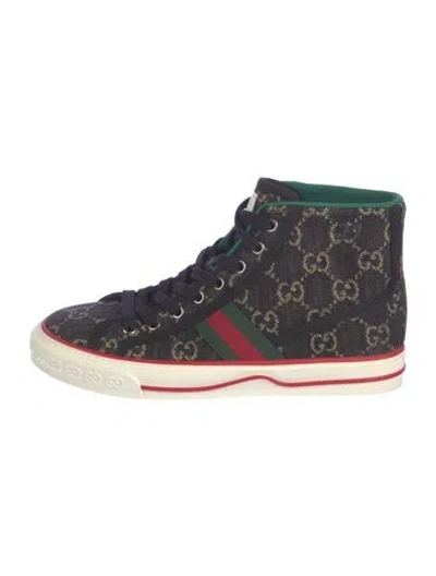 Pre-owned Gucci Gg Denim Canvas Sneakers In Black