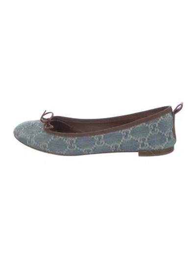 Pre-owned Gucci Gg Denim Denim Ballet Flats In Blue