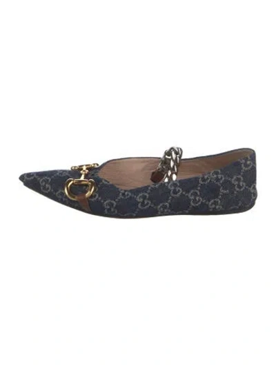 Pre-owned Gucci Gg Denim Denim Ballet Flats In Blue