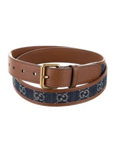 Pre-owned Gucci Gg Denim Denim Belt In Brown