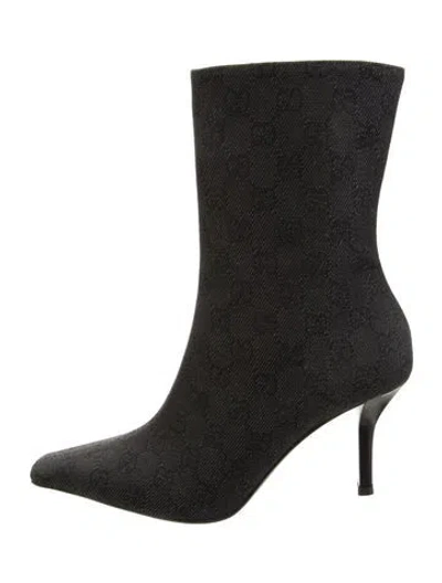 Pre-owned Gucci Gg Denim Denim Boots In Black