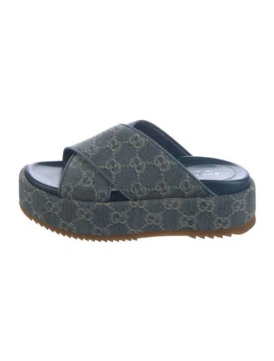 Pre-owned Gucci Gg Denim Denim Espadrilles In Blue