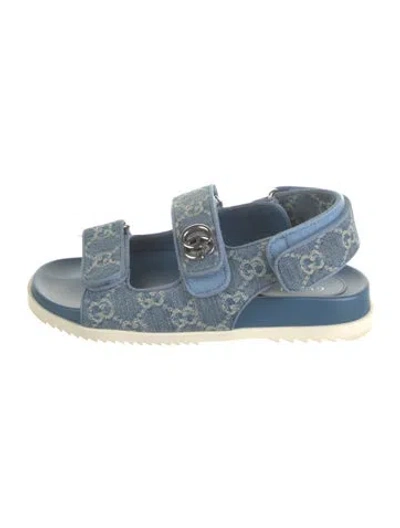 Pre-owned Gucci Gg Denim Denim Flats In Blue