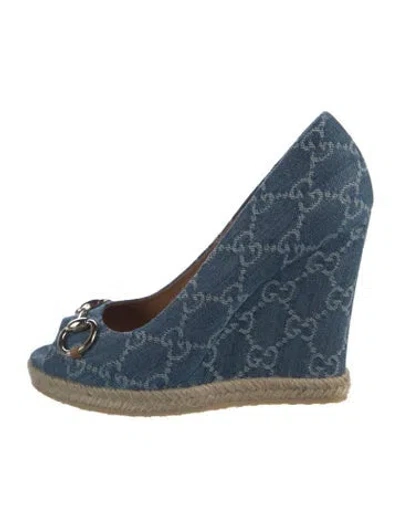 Pre-owned Gucci Gg Denim Denim Pumps In Blue