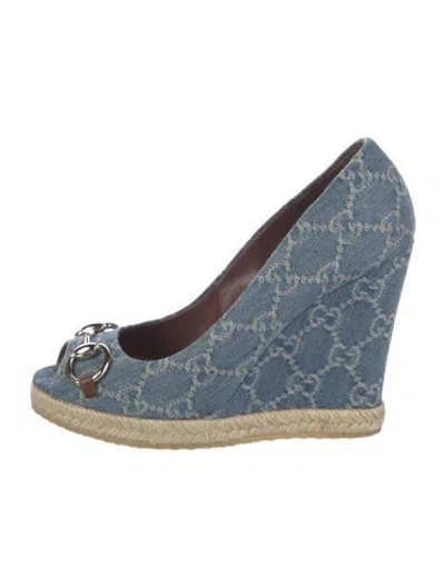 Pre-owned Gucci Gg Denim Denim Pumps In Blue