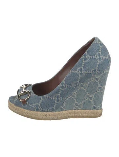 Pre-owned Gucci Gg Denim Denim Pumps In Blue