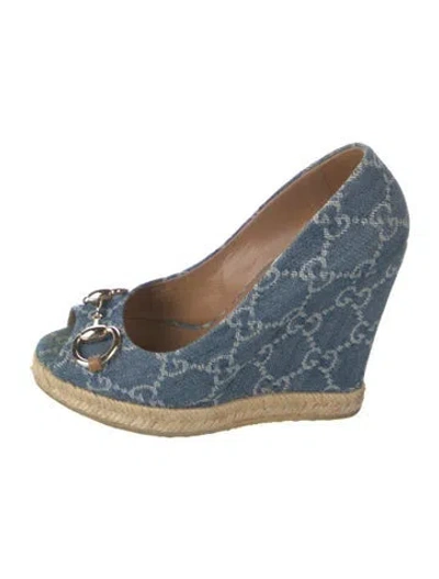 Pre-owned Gucci Gg Denim Denim Pumps In Blue