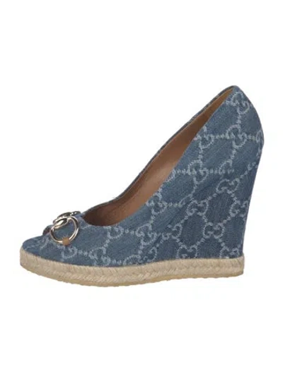 Pre-owned Gucci Gg Denim Denim Pumps In Blue