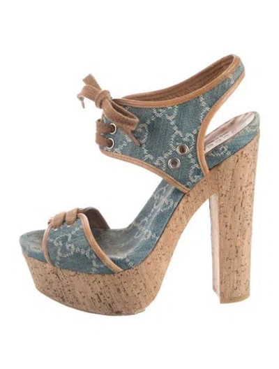 Pre-owned Gucci Gg Denim Denim Sandals In Blue