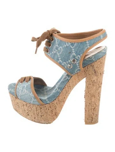 Pre-owned Gucci Gg Denim Denim Sandals In Blue