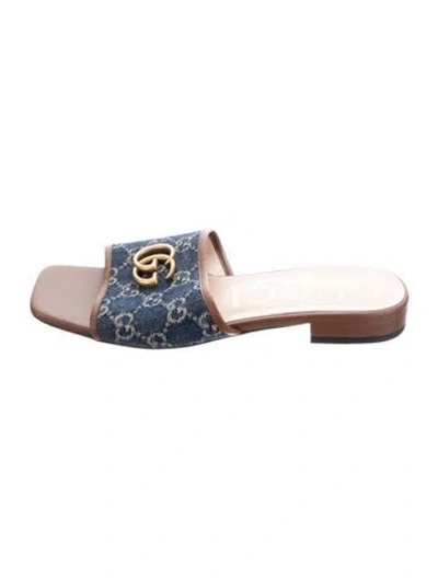 Pre-owned Gucci Gg Denim Denim Slides In Blue