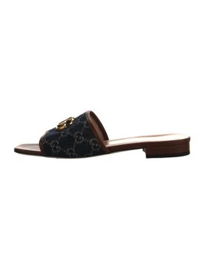 Pre-owned Gucci Gg Denim Denim Slides In Blue