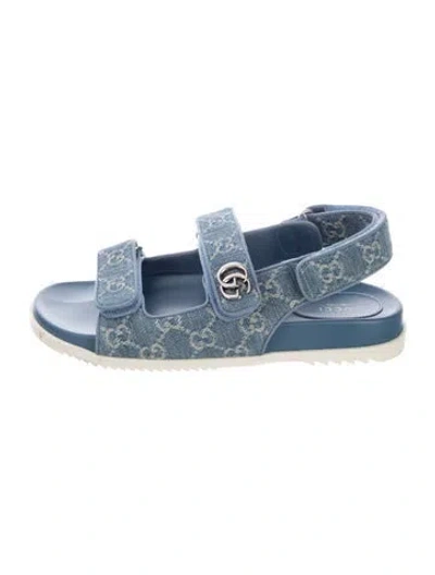 Pre-owned Gucci Gg Denim Denim Slides In Blue