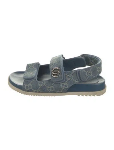 Pre-owned Gucci Gg Denim Denim Slides In Blue