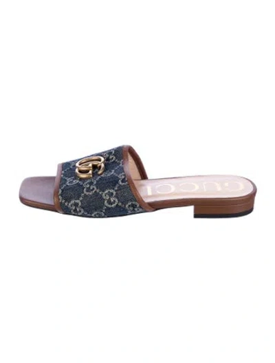 Pre-owned Gucci Gg Denim Denim Slides In Blue