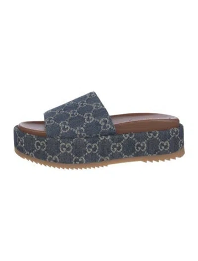 Pre-owned Gucci Gg Denim Denim Slides In Blue