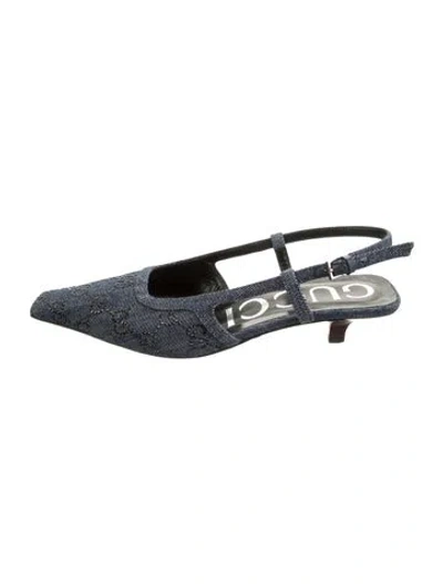 Pre-owned Gucci Gg Denim Denim Slingback Pumps In Blue