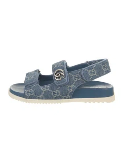 Pre-owned Gucci Gg Denim Denim Slingback Sandals In Blue