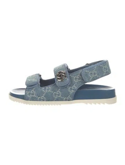 Pre-owned Gucci Gg Denim Denim Slingback Sandals In Blue