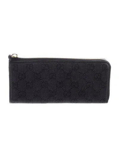 Pre-owned Gucci Gg Denim Denim Wallet In Black