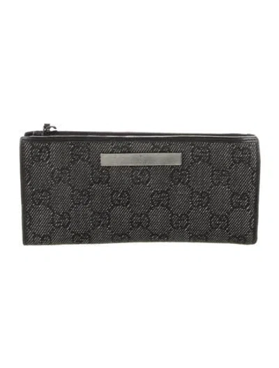 Pre-owned Gucci Gg Denim Denim Wallet In Blue