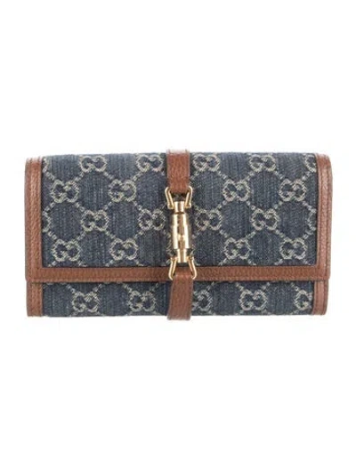 Pre-owned Gucci Gg Denim Denim Wallet In Blue