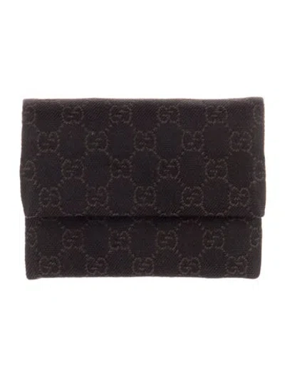 Pre-owned Gucci Gg Denim Denim Wallet In Brown