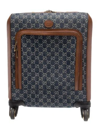 Pre-owned Gucci Gg Denim Gg Denim Suitcase Small In Blue