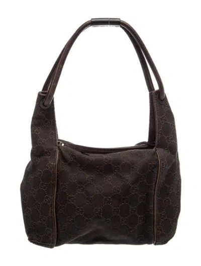 Pre-owned Gucci Gg Denim Gg Monogram Denim Hobo Bag In Brown