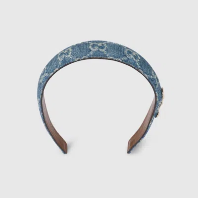 Gucci Gg Denim Hair Band With Horsebit